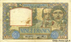 20 Francs TRAVAIL ET SCIENCE FRANCE  1940 F.12.08 VF