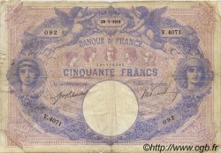 50 Francs BLEU ET ROSE FRANCIA  1911 F.14.24 MB