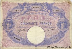 50 Francs BLEU ET ROSE FRANCIA  1912 F.14.25 BC