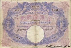 50 Francs BLEU ET ROSE FRANCIA  1912 F.14.25 RC+