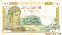 50 Francs CÉRÈS FRANCIA  1934 F.17.01 BC