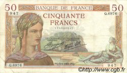 50 Francs CÉRÈS modifié FRANKREICH  1937 F.18.03 fSS
