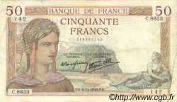 50 Francs CÉRÈS modifié FRANCIA  1938 F.18.15 q.BB