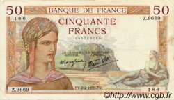 50 Francs CÉRÈS modifié FRANKREICH  1939 F.18.21 fVZ