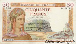 50 Francs CÉRÈS modifié FRANCIA  1939 F.18.30 q.SPL