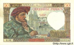 50 Francs JACQUES CŒUR FRANCE  1941 F.19.05 AU-