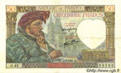 50 Francs JACQUES CŒUR FRANCE  1941 F.19.07 XF