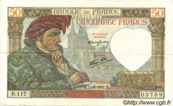 50 Francs JACQUES CŒUR FRANCE  1941 F.19.14 VF