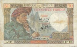 50 Francs JACQUES CŒUR FRANKREICH  1941 F.19.15 fSS