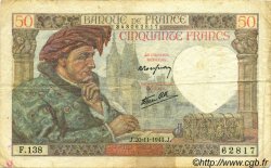 50 Francs JACQUES CŒUR FRANKREICH  1941 F.19.16 S
