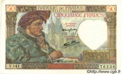 50 Francs JACQUES CŒUR FRANCE  1941 F.19.16 XF