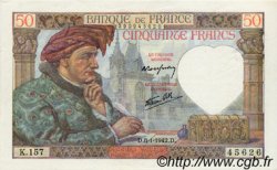 50 Francs JACQUES CŒUR FRANCE  1942 F.19.18 XF