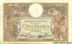100 Francs LUC OLIVIER MERSON type modifié FRANCIA  1938 F.25.23 BC+