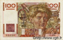 100 Francs JEUNE PAYSAN FRANKREICH  1951 F.28.29 fVZ