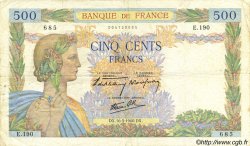 500 Francs LA PAIX FRANKREICH  1940 F.32.02 S