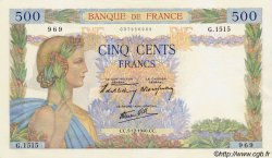 500 Francs LA PAIX FRANCE  1940 F.32.10 UNC-