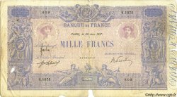 1000 Francs BLEU ET ROSE FRANCE  1917 F.36.31 VG