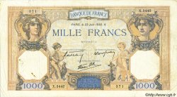 1000 Francs CÉRÈS ET MERCURE type modifié FRANKREICH  1938 F.38.20 fSS