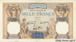 1000 Francs CÉRÈS ET MERCURE type modifié FRANKREICH  1938 F.38.22 fVZ