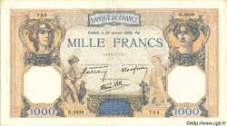 1000 Francs CÉRÈS ET MERCURE type modifié FRANKREICH  1939 F.38.33 SS to VZ