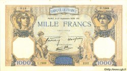 1000 Francs CÉRÈS ET MERCURE type modifié FRANKREICH  1939 F.38.37 fST+