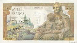 1000 Francs DÉESSE DÉMÉTER FRANCIA  1943 F.40.15 q.FDC