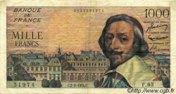 1000 Francs RICHELIEU FRANCE  1954 F.42.07 VF