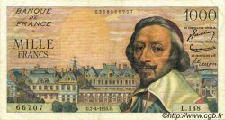 1000 Francs RICHELIEU FRANKREICH  1955 F.42.12 fVZ