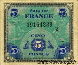 5 Francs DRAPEAU FRANCIA  1944 VF.17.02 MB