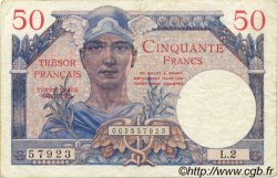 50 Francs TRÉSOR FRANÇAIS FRANCIA  1947 VF.31.02 BC a MBC