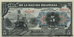 5 Bolivianos BOLIVIA  1911 P.105b AU