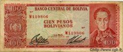 100 Pesos Bolivianos BOLIVIA  1962 P.163a VG