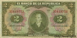 2 Pesos Oro COLOMBIA  1955 P.390d VF-