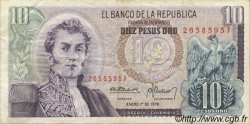 10 Pesos Oro COLOMBIA  1978 P.407f MBC