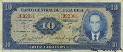 10 Colones COSTA RICA  1969 P.230a VF