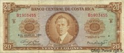 20 Colones COSTA RICA  1967 P.231 BC+