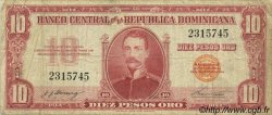 10 Pesos Oro RÉPUBLIQUE DOMINICAINE  1962 P.093a MB
