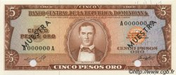 5 Pesos Oro Spécimen RÉPUBLIQUE DOMINICAINE  1964 P.100s FDC