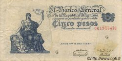 5 Pesos ARGENTINA  1951 P.264c MB