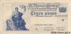 5 Pesos ARGENTINIEN  1951 P.264d fVZ