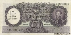 10 Pesos sur 1000 Pesos ARGENTINA  1969 P.284 XF-