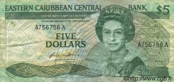 5 Dollars EAST CARIBBEAN STATES  1986 P.18a q.BB