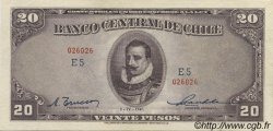 20 Pesos - 2 Condores CHILE  1947 P.093b AU