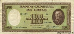 1000 Pesos - 100 Condores CHILI  1936 P.099