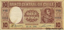 10 Pesos - 1 Condor CHILE  1946 P.103 VF+