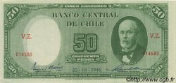 50 Pesos - 5 Condores CHILE  1946 P.104 AU-