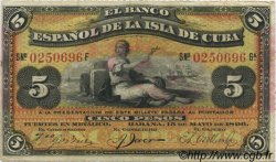5 Pesos CUBA  1896 P.048b VF