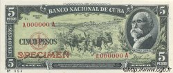 5 Pesos Spécimen CUBA  1958 P.091s1 NEUF