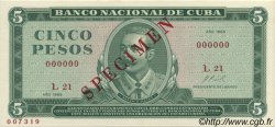 5 Pesos Spécimen CUBA  1968 P.103s FDC