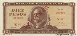 10 Pesos Spécimen CUBA  1968 P.104s pr.NEUF